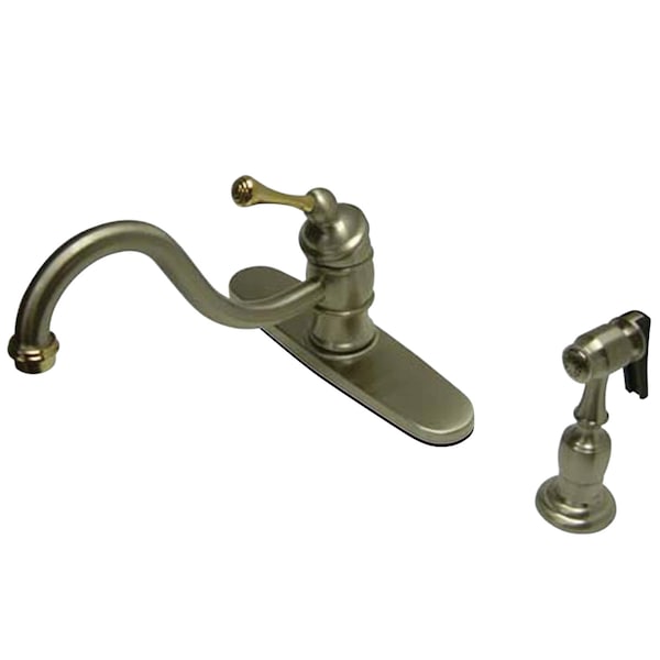 8" Kitchen Faucet, Brushed Nickel/Polished Brass